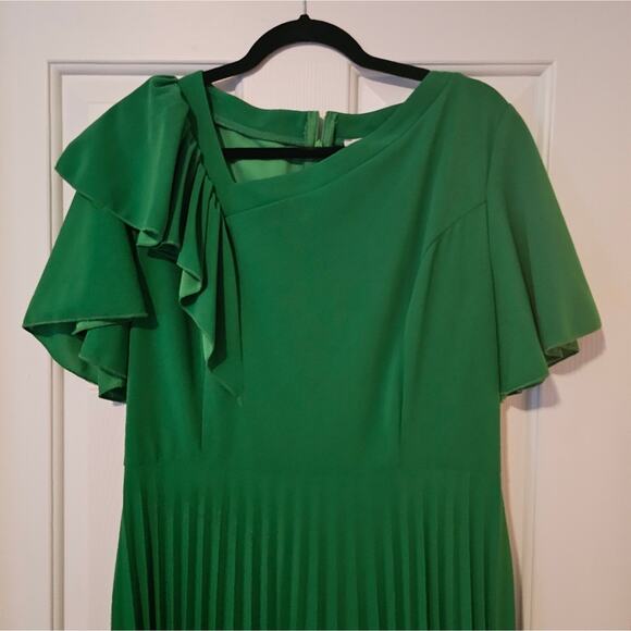 Aomei Green Midi Dress Size 2XL Pleated Flowy Plus Size Dress - Picture 2 of 7